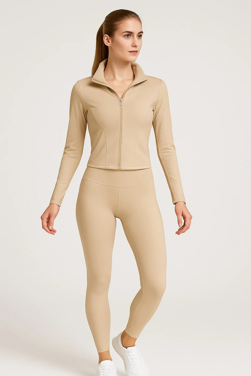 Sport set with zip slim legging pants