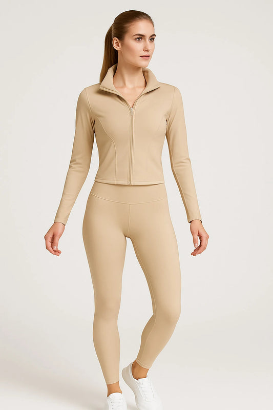 Sport set with zip slim legging pants