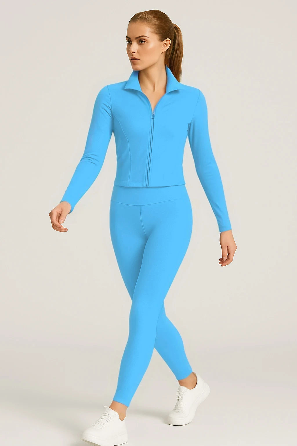 Sport set with zip slim legging pants