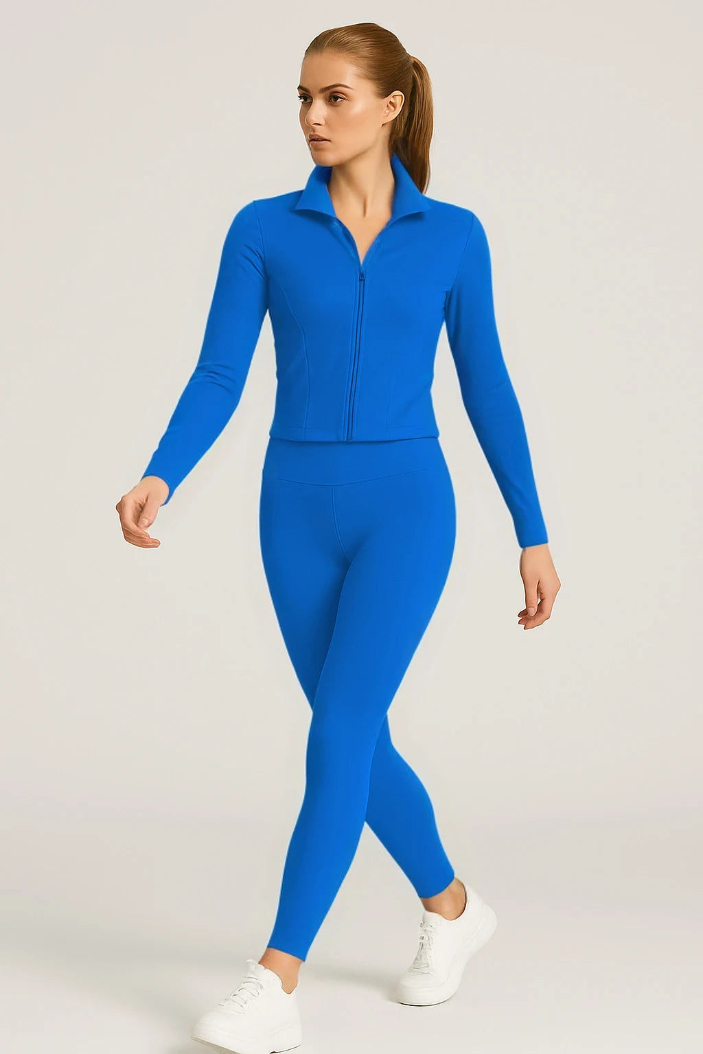 Sport set with zip slim legging pants