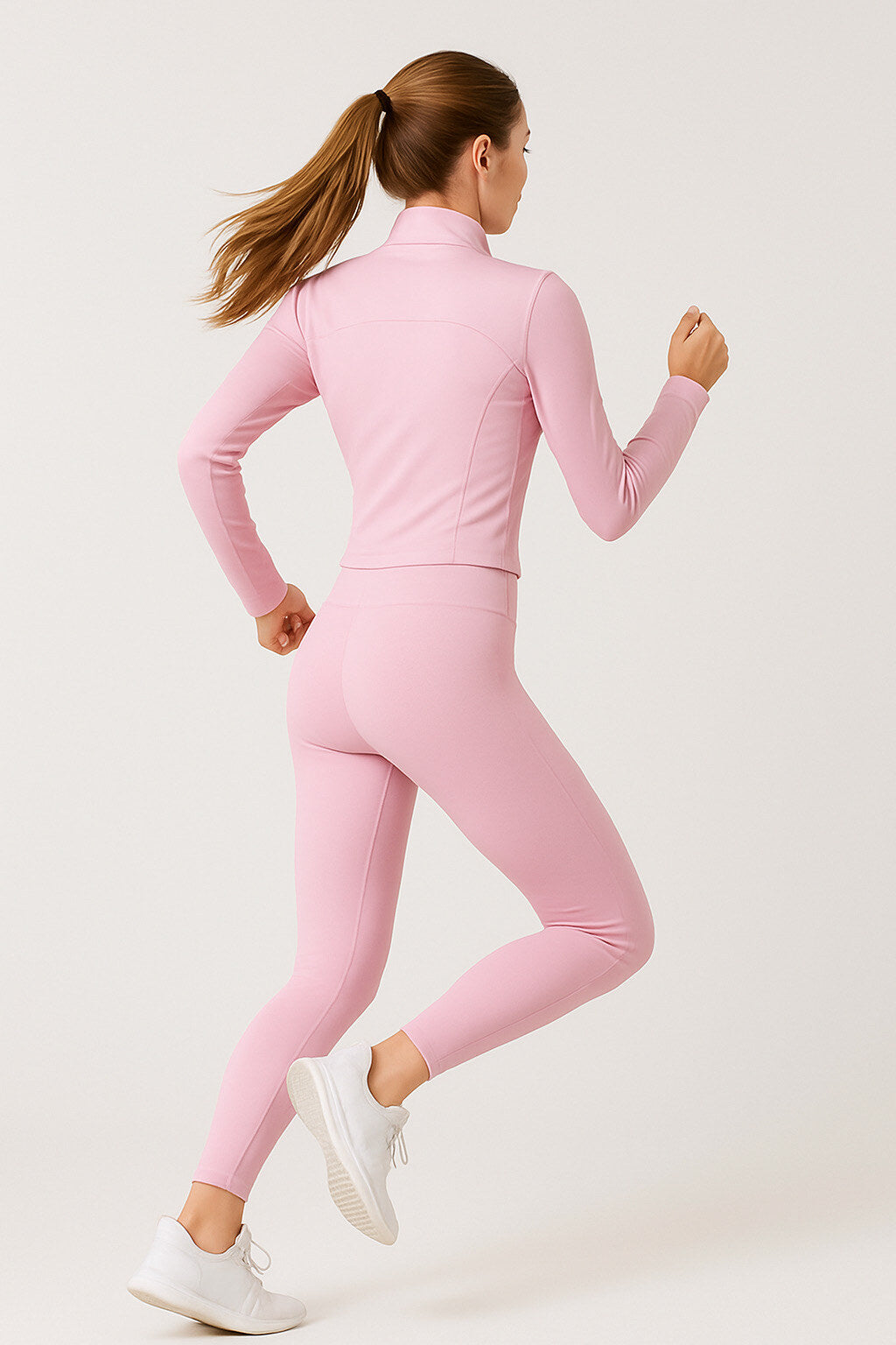 Gym set with zip slim legging pants