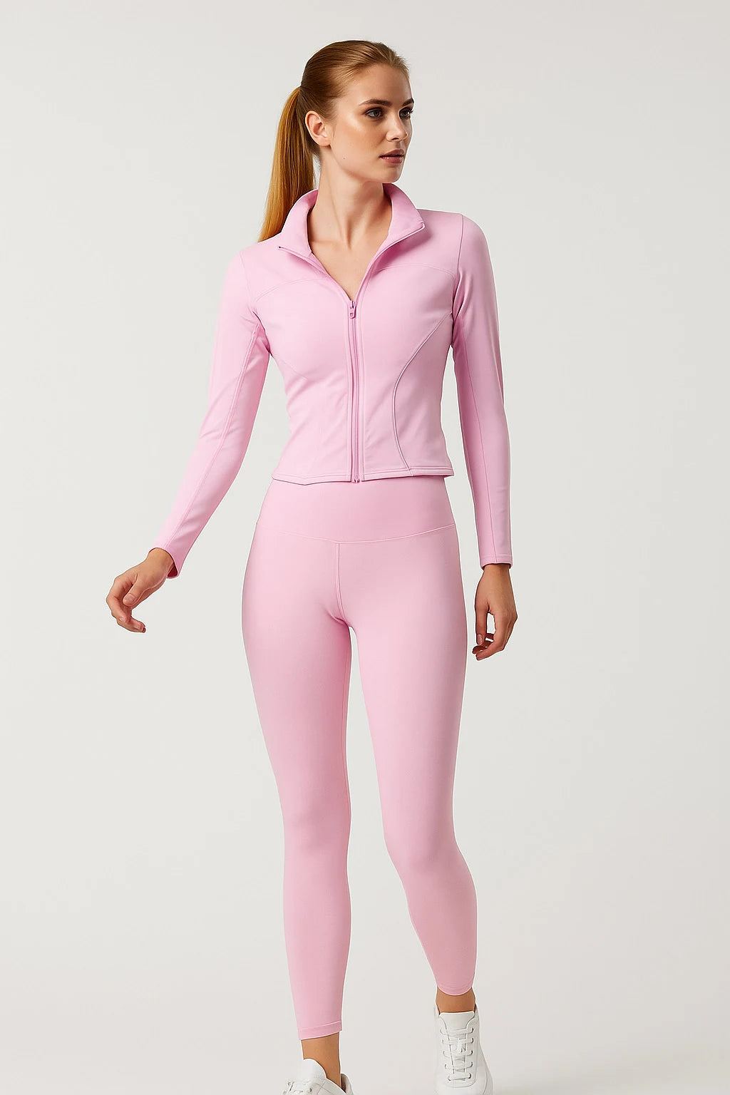 Sport set with zip slim legging pants
