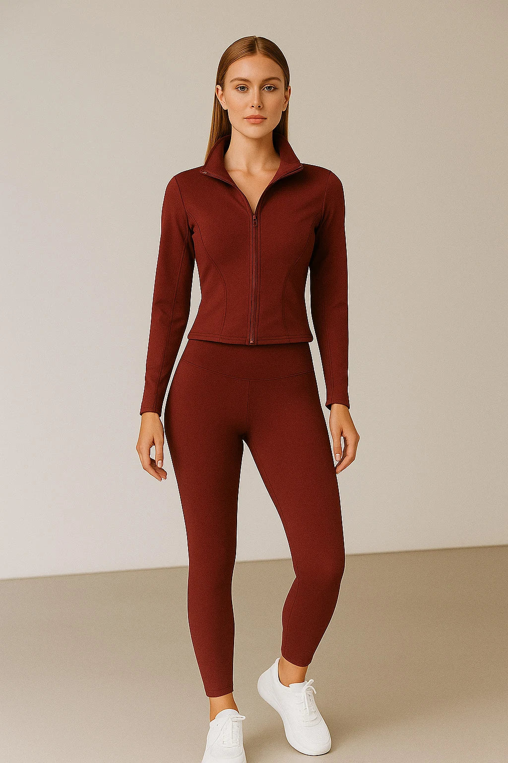 Sport set with zip slim legging pants