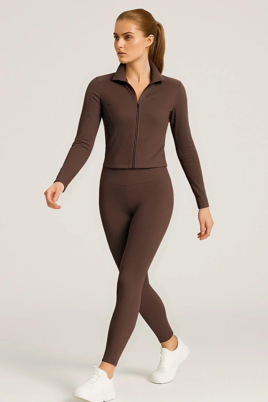 Sport set with zip slim legging pants