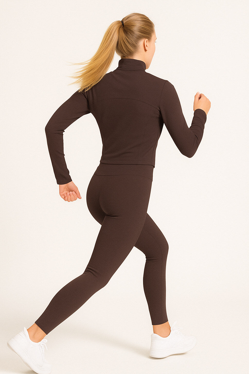 Gym set with zip slim legging pants