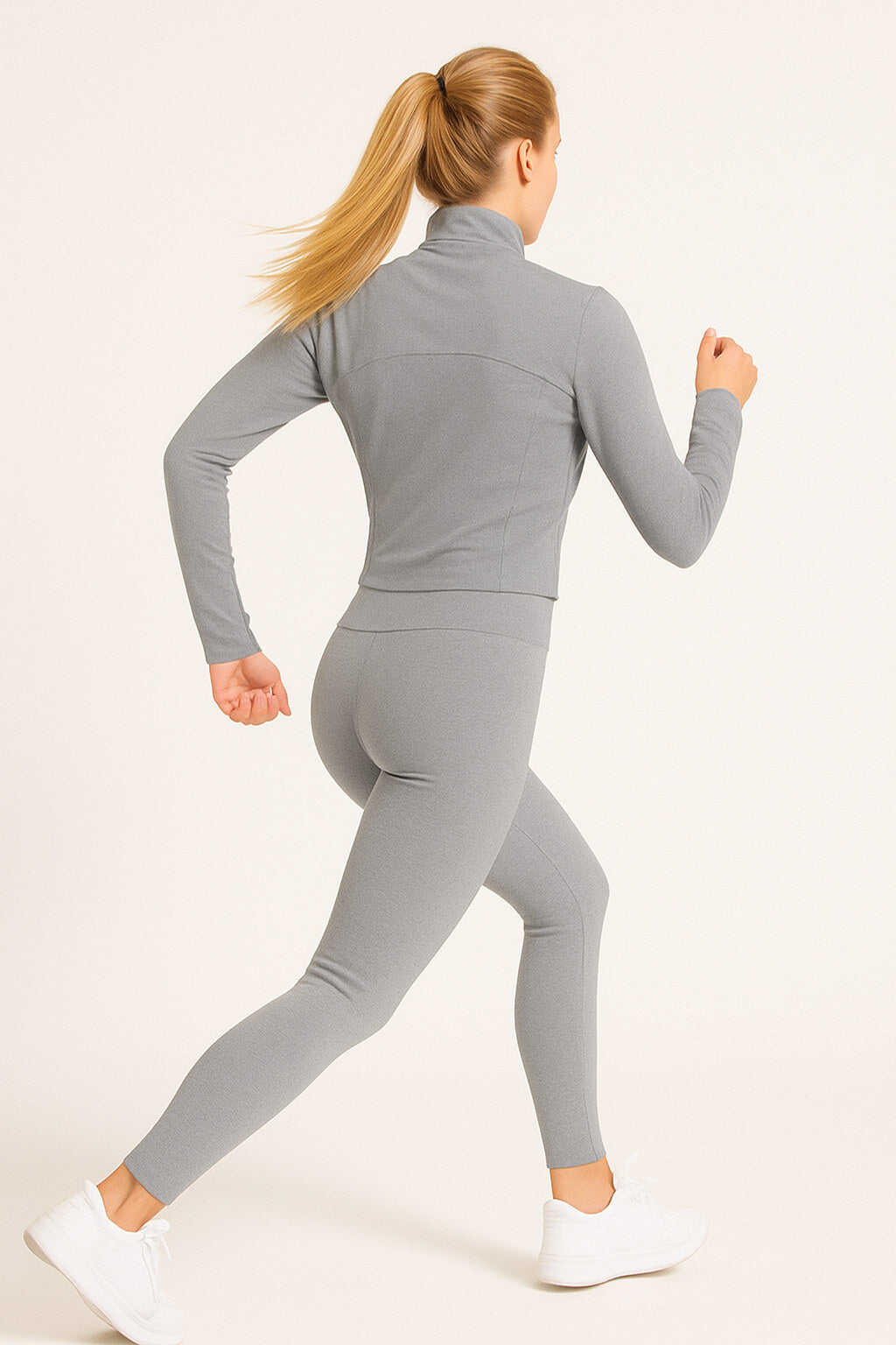 Gym set with zip slim legging pants