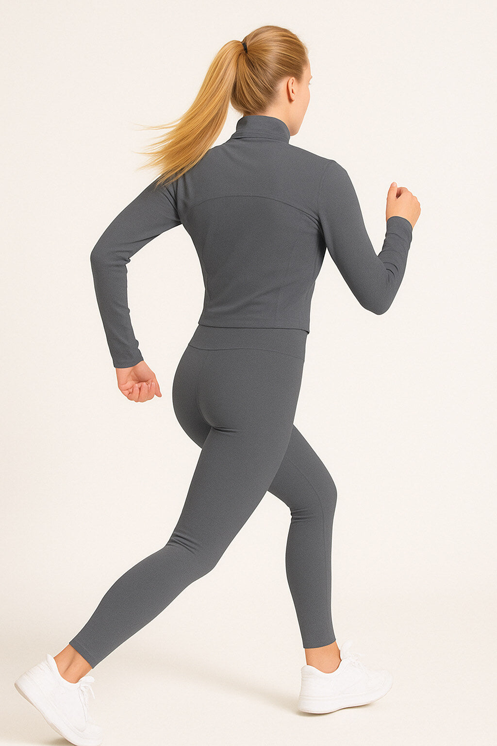 Gym set with zip slim legging pants