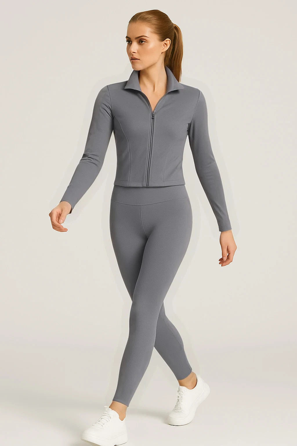 Sport set with zip slim legging pants