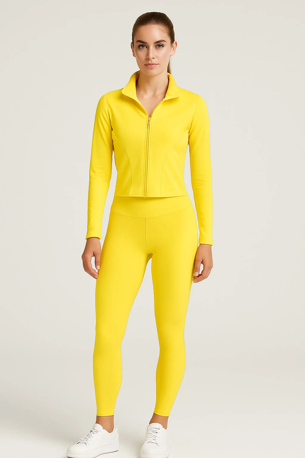 Sport set with zip slim legging pants