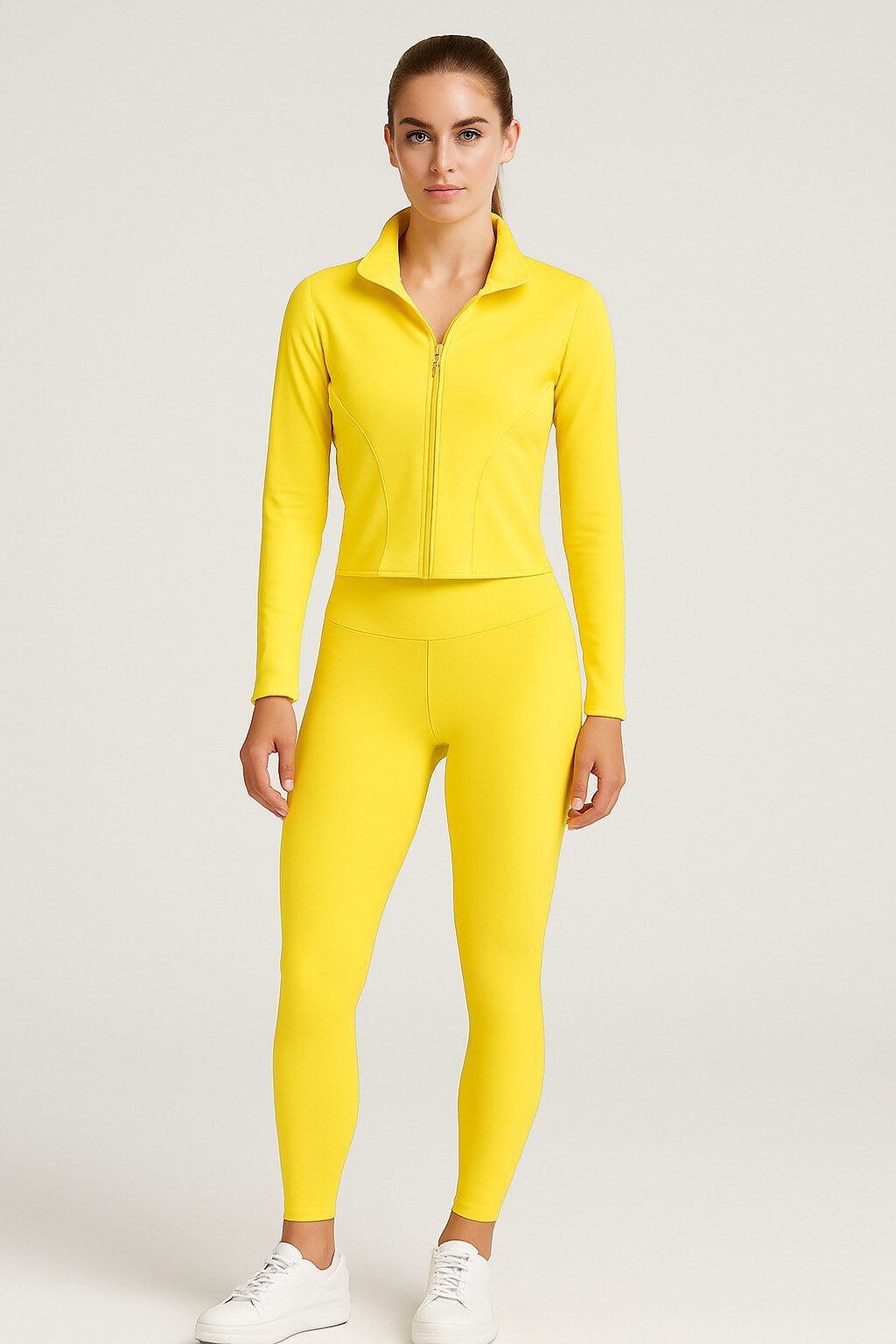 Gym set with zip slim legging pants