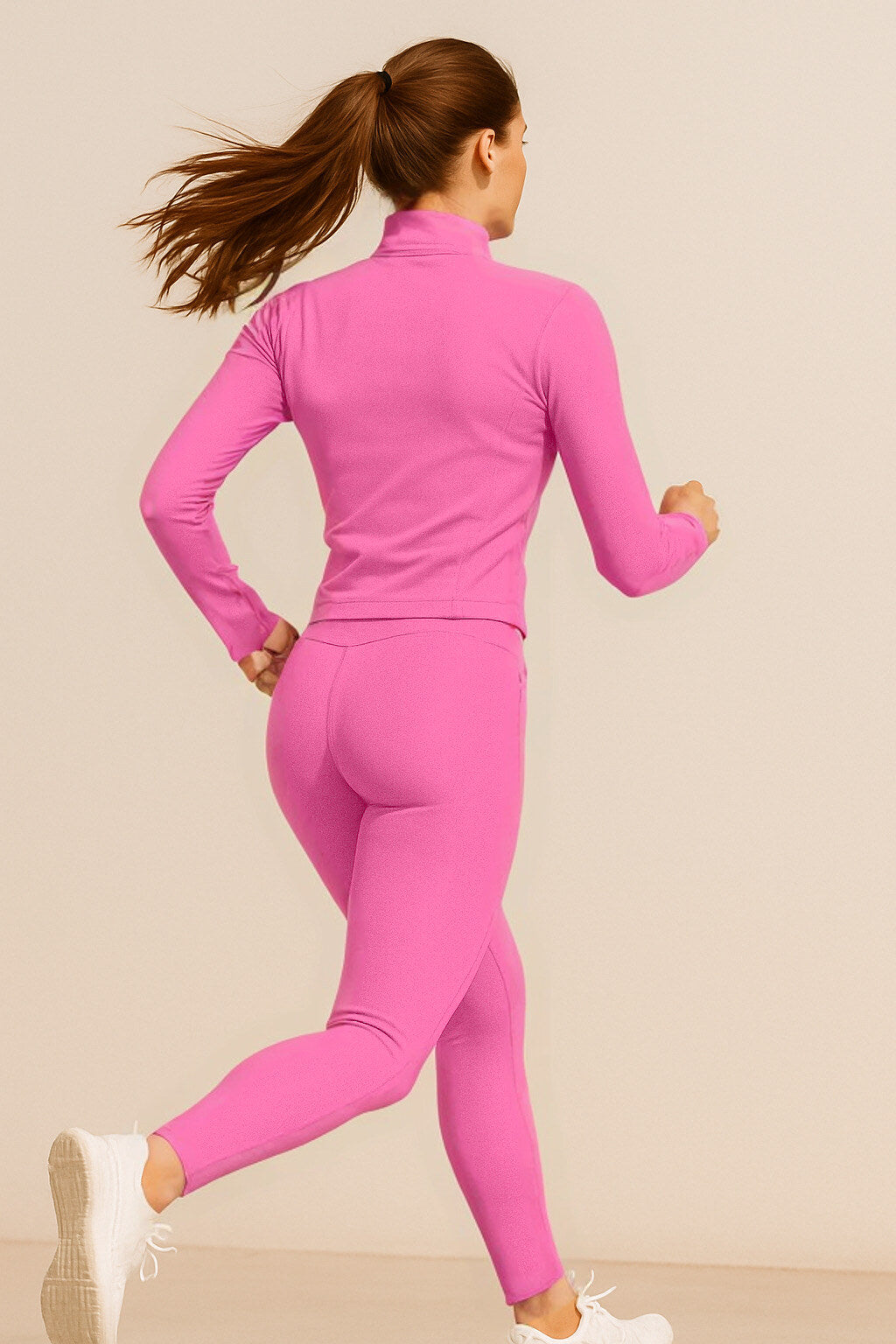 Gym set with zip slim legging pants