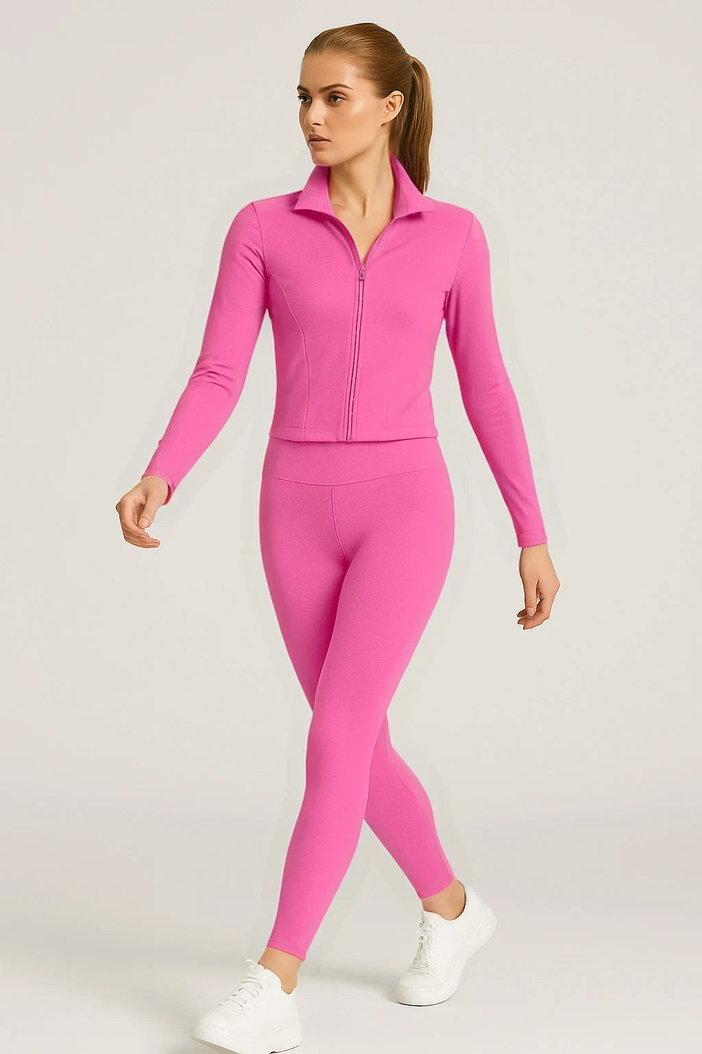 Sport set with zip slim legging pants