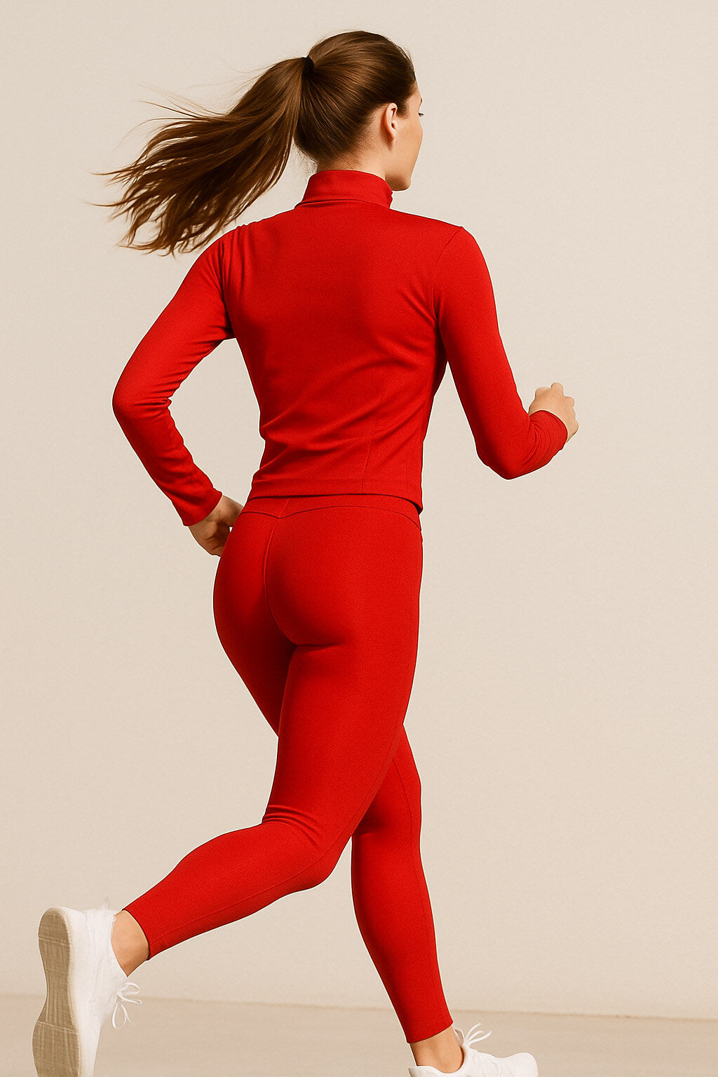 Gym set with zip slim legging pants