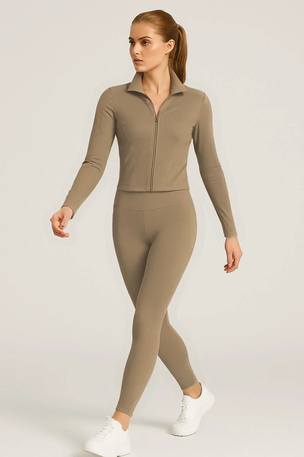 Sport set with zip slim legging pants