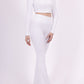 Long sleeve lace-up back top and flared pants set, sporty chic style