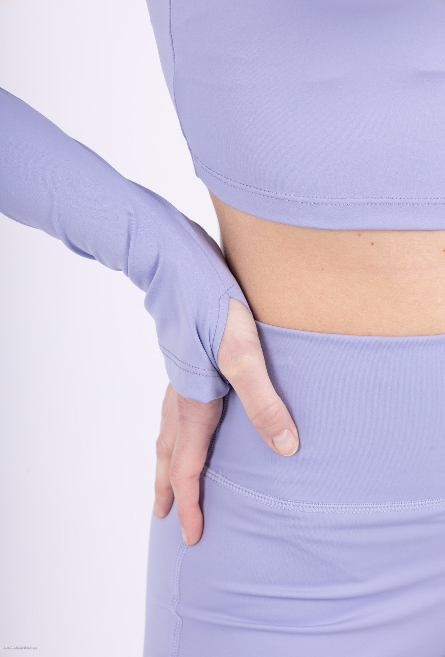 Long sleeve lace-up back top and flared pants set, sporty chic style