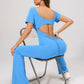 Women's backless fitted jumpsuit with short sleeves