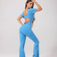 Women's backless fitted jumpsuit with short sleeves