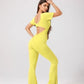 Women's backless fitted jumpsuit with short sleeves