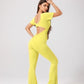 Women's backless fitted jumpsuit with short sleeves