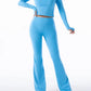 Women's high-waisted flare sports set with long sleeves and shaping fabric