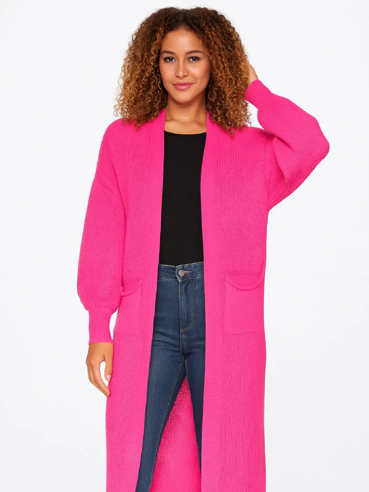 Long balloon sleeve cardigan