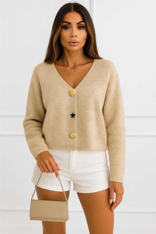 Baby alpaca vest with golden buttons