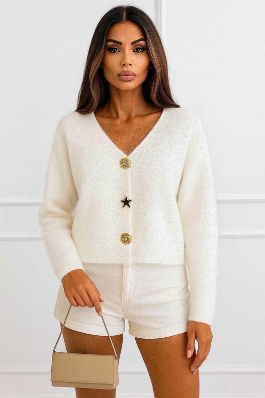 Baby alpaca vest with golden buttons