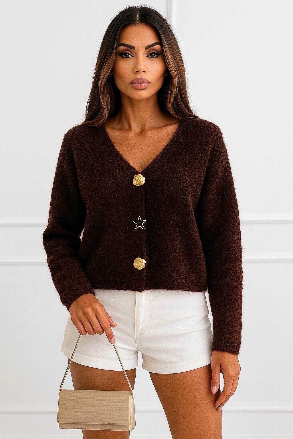 Baby alpaca vest with golden buttons