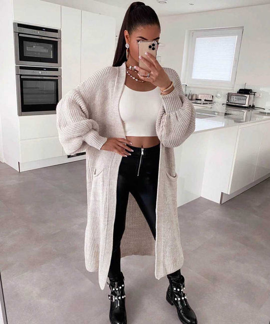 Long open vest with pockets