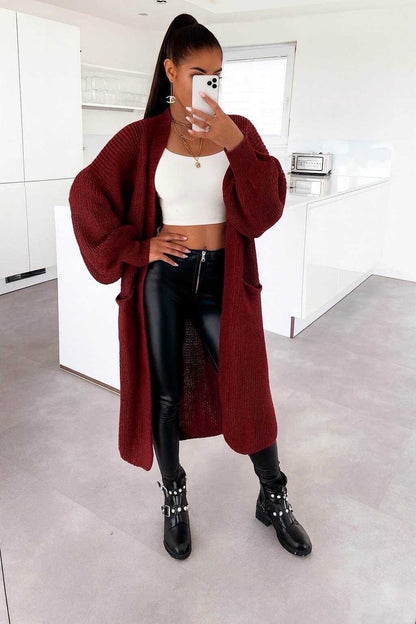 Long open vest with pockets