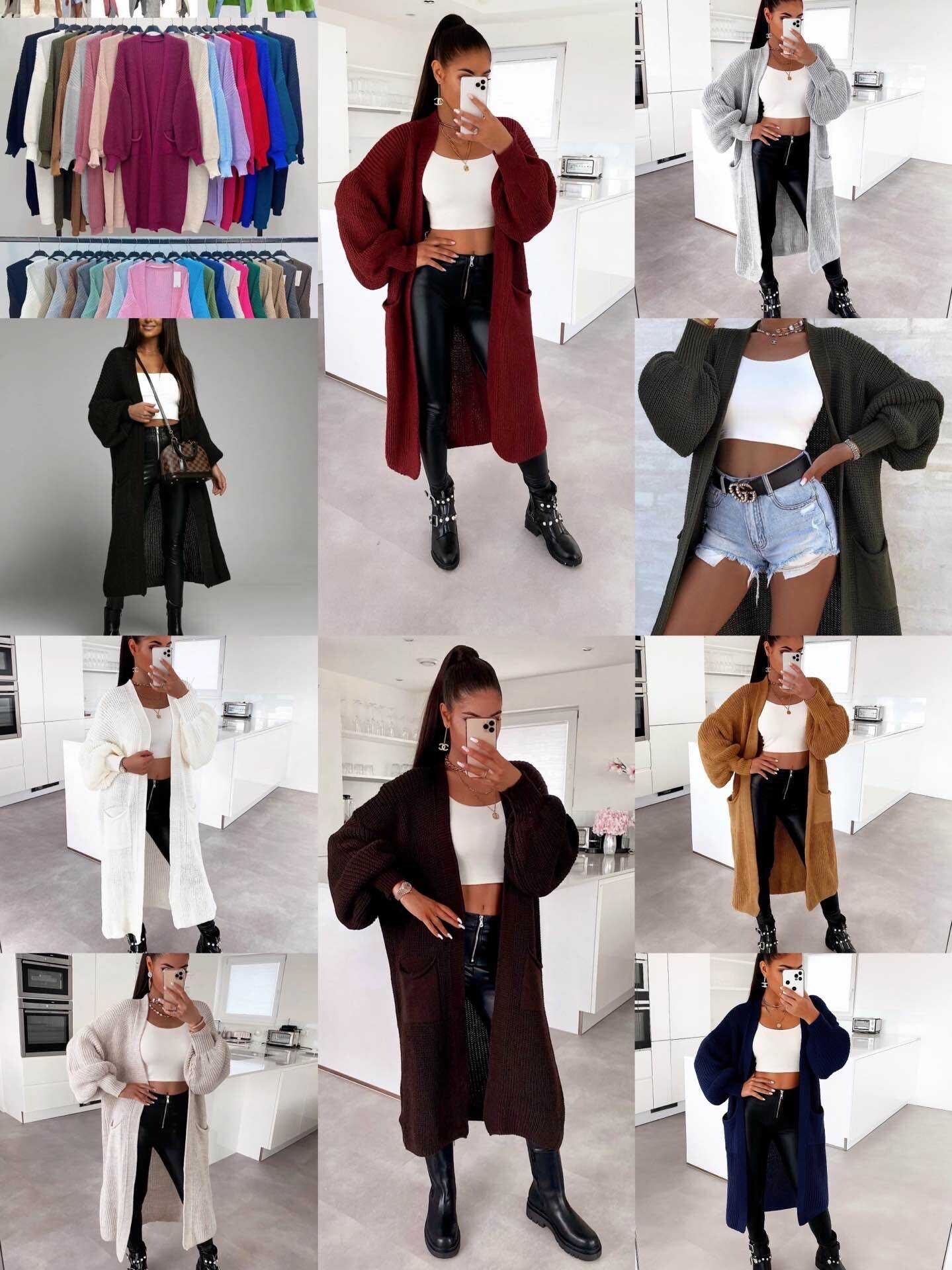 Long open vest with pockets