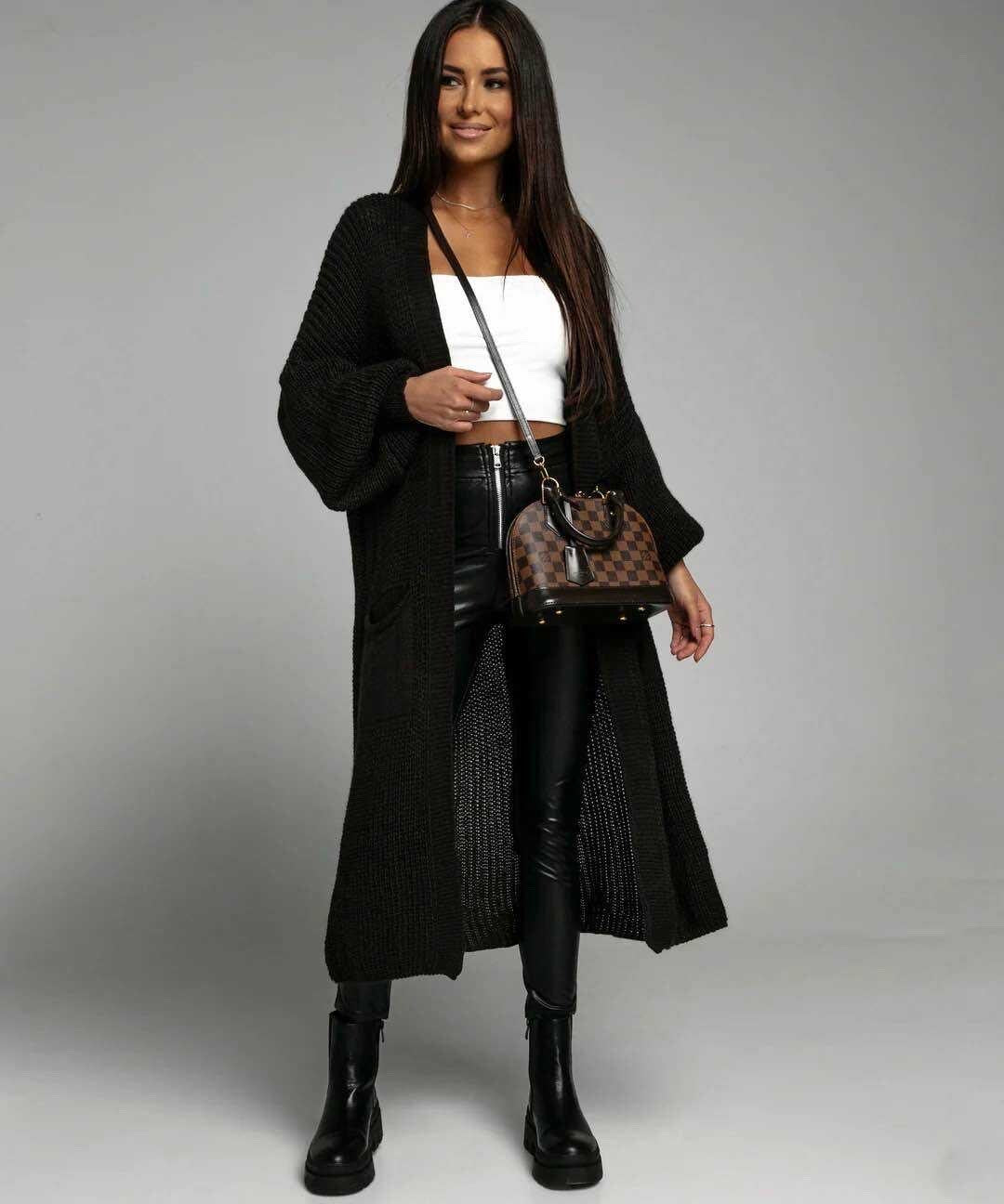 Long open vest with pockets