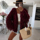 Open-front fringed cardigan