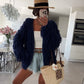 Open-front fringed cardigan