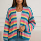 Open cardigan with multicolored stripes