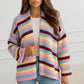 Open cardigan with multicolored stripes