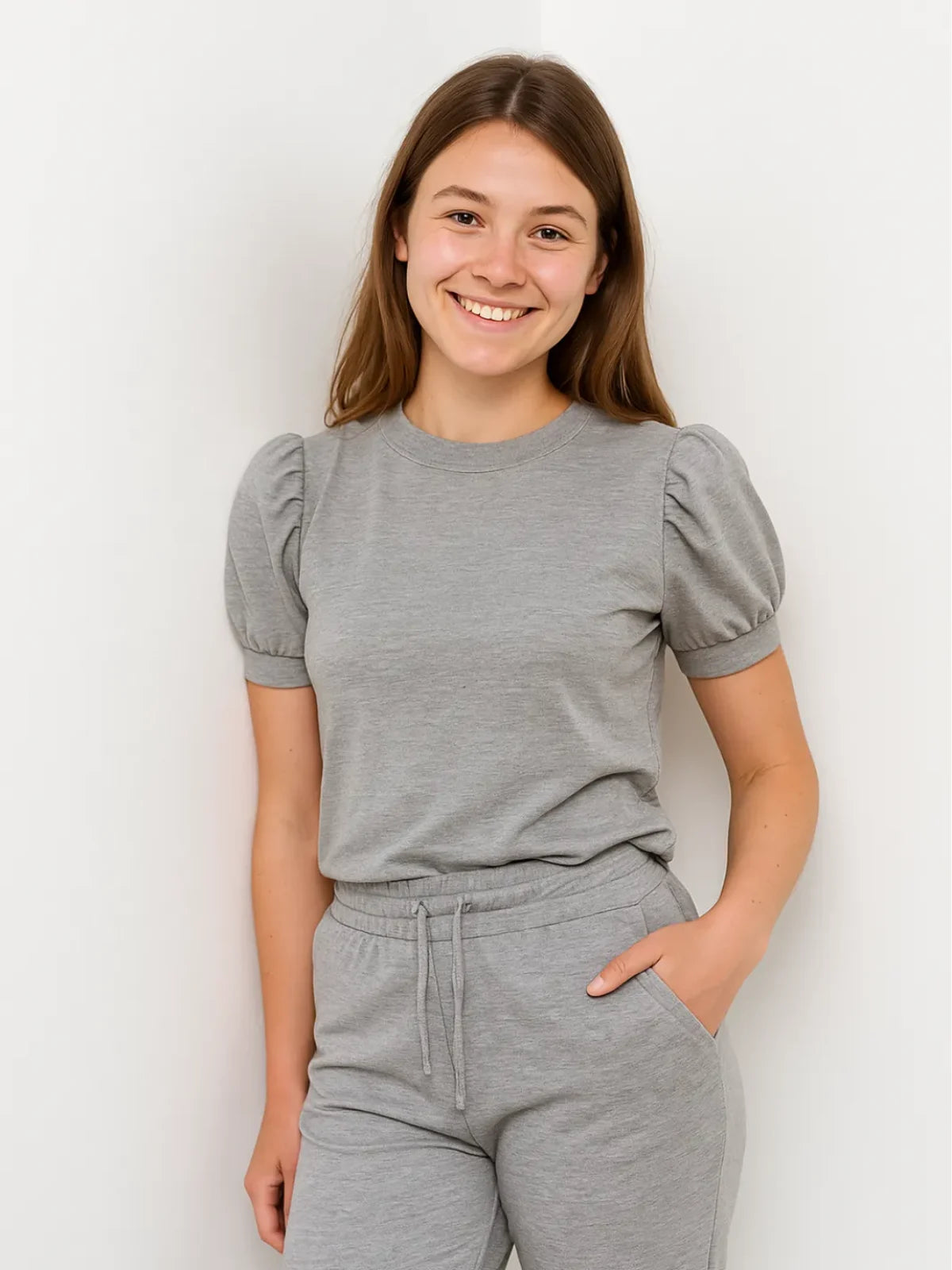 Ladies Ruched Sleeve Loungewear Set