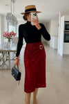 Sequin skirt with elastic waist and gold ring