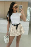 Short plaid print skirt – Belted