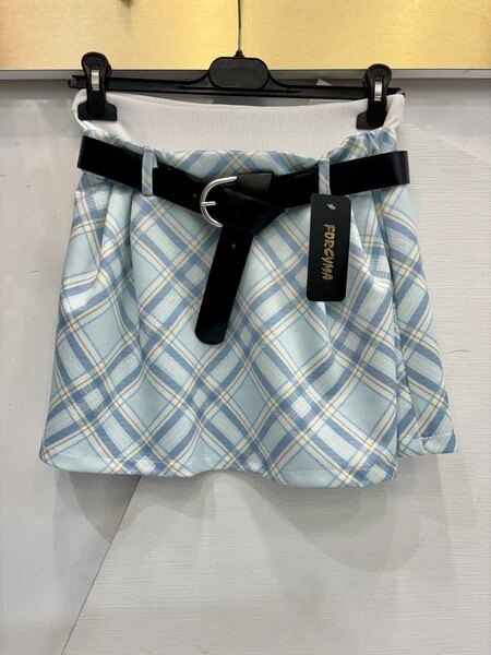 Short plaid print skirt – Belted