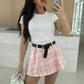 Short plaid print skirt – Belted