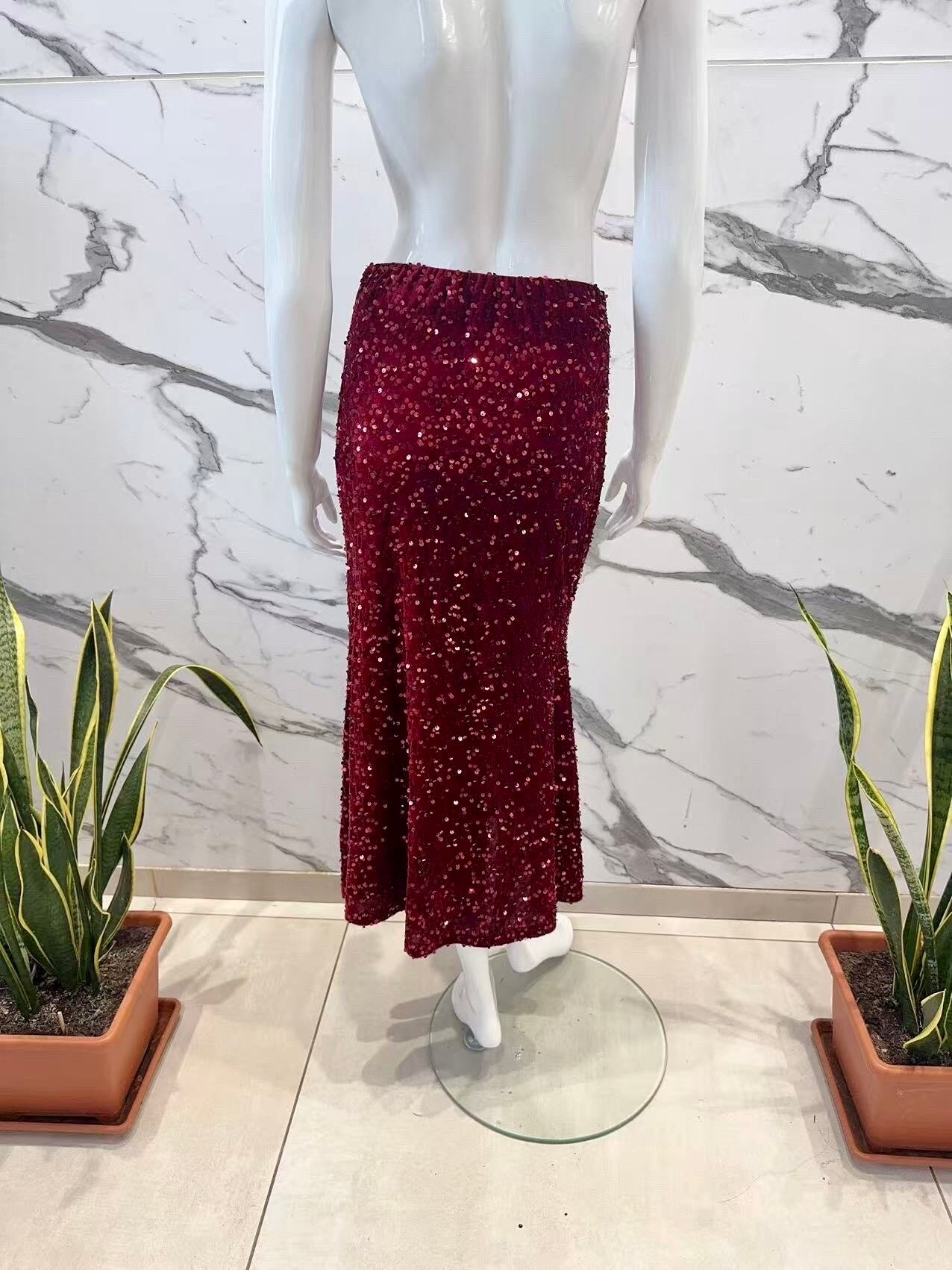Sequined velvet skirt
