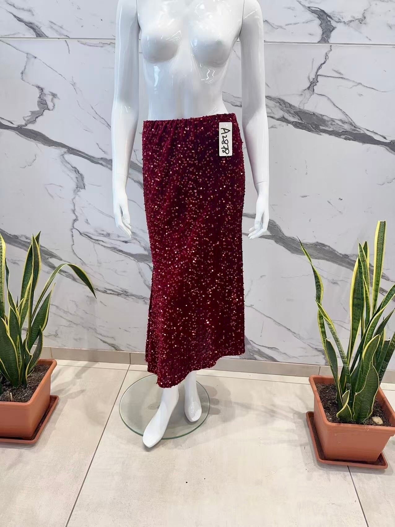 Sequined velvet skirt