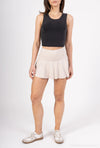 Flared skort with built-in shorts and pockets