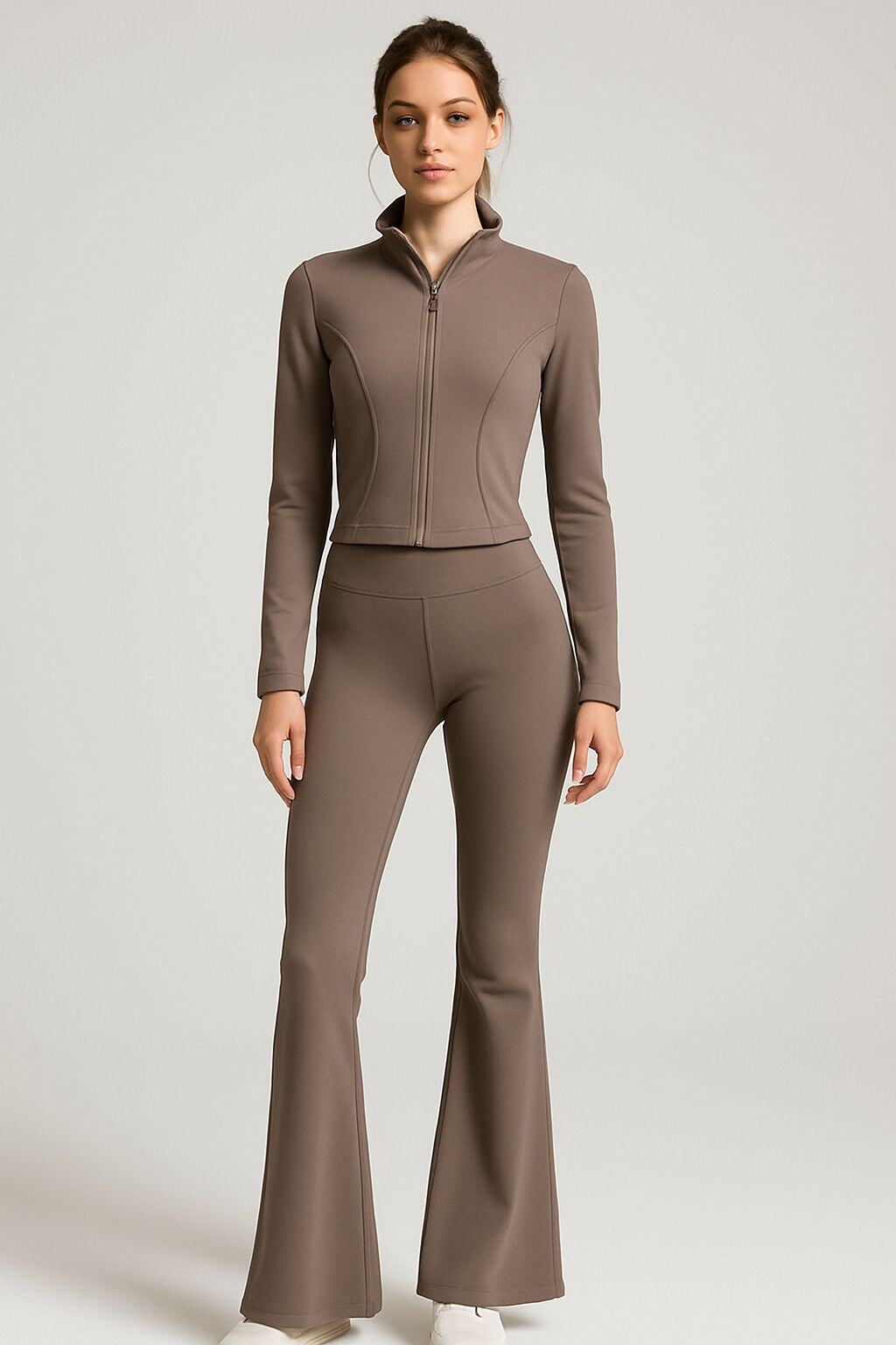 KYRA – Sport set with zip-up jacket and flared pants, lined with thick fleece