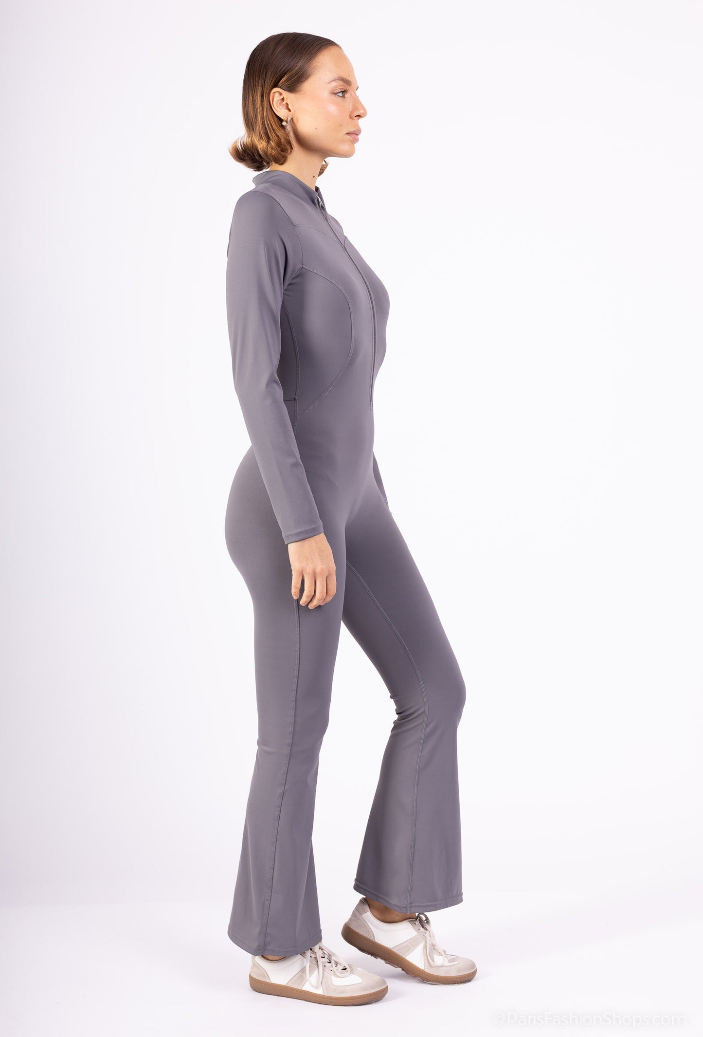 LANA – Fitted zip-up jumpsuit with high collar