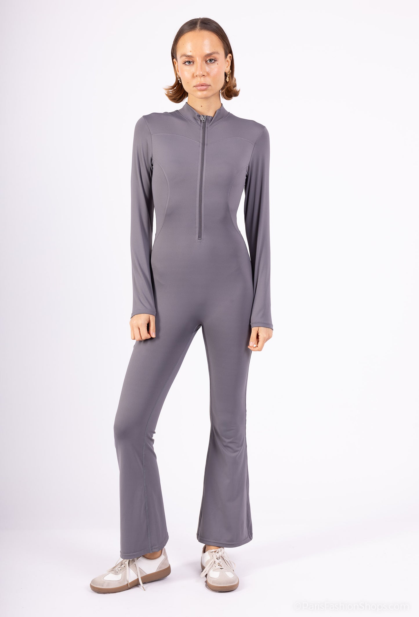 LANA – Fitted zip-up jumpsuit with high collar