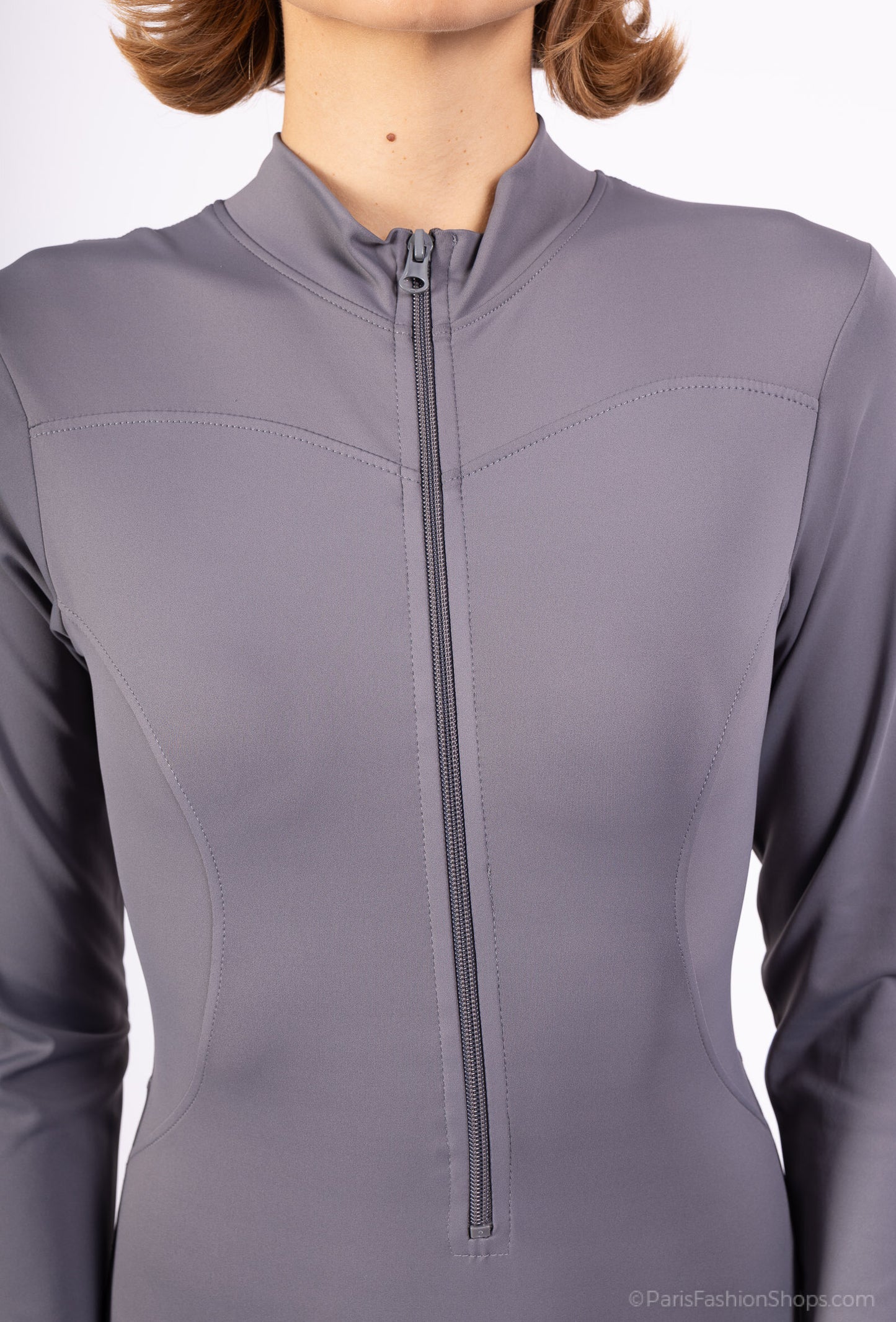 LANA – Fitted zip-up jumpsuit with high collar