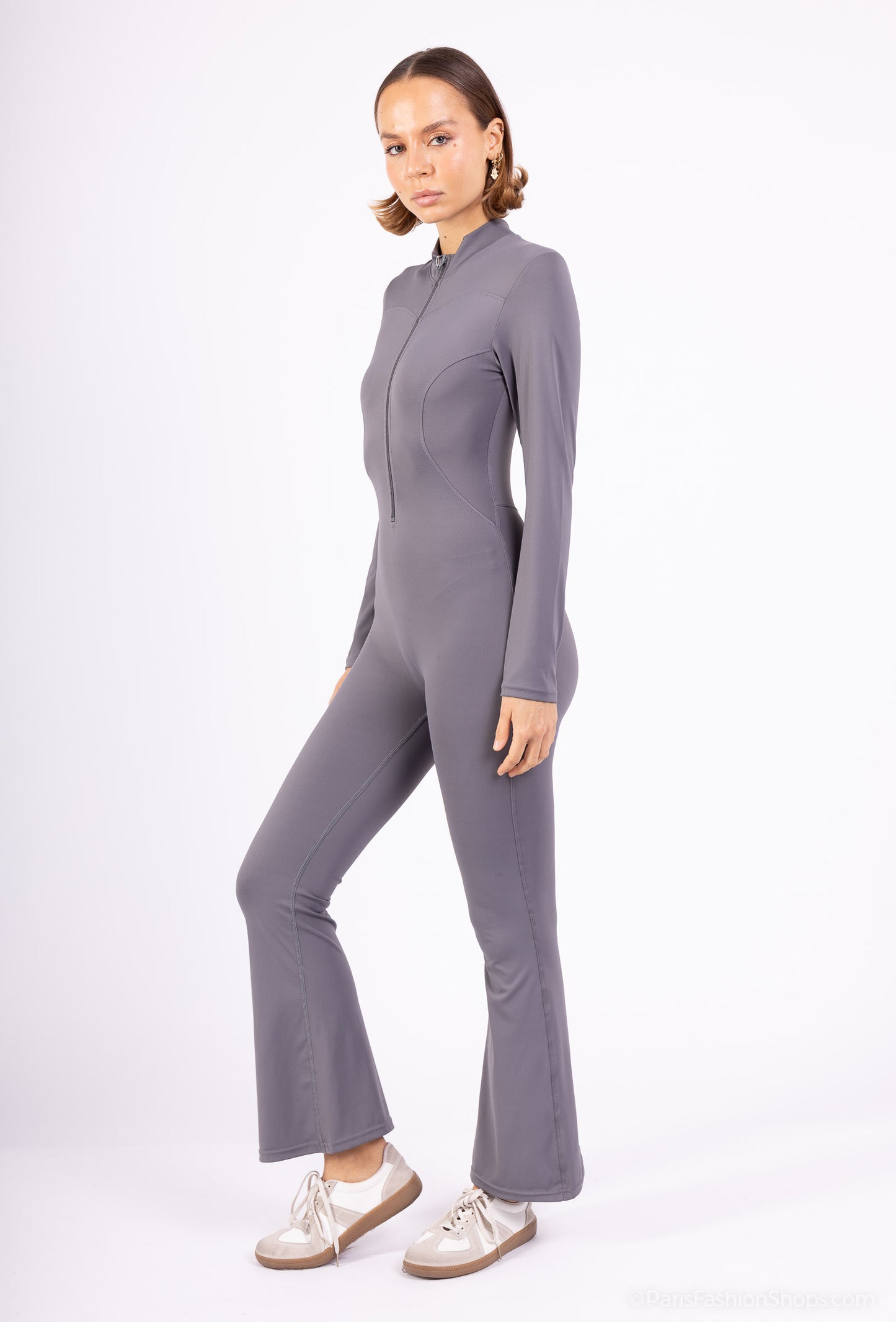 LANA – Fitted zip-up jumpsuit with high collar